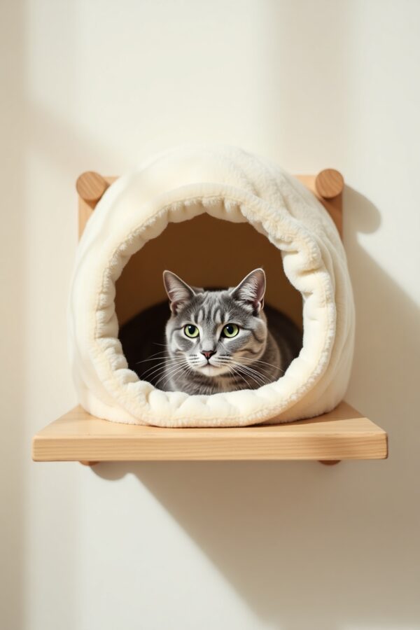 Wall-Mounted Fleece Cat Shelf Bed