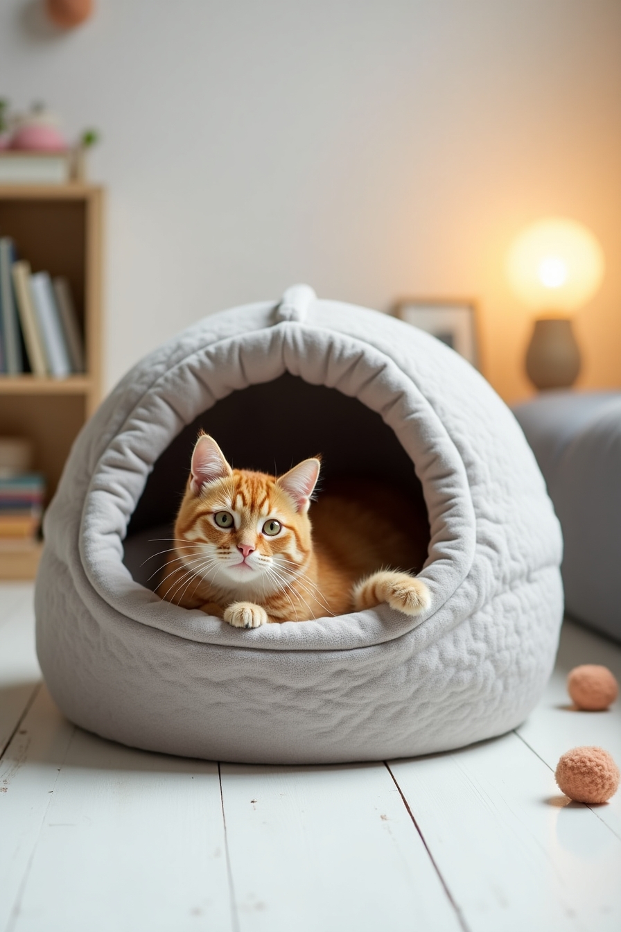 Modern Round Plush Cat Cave
